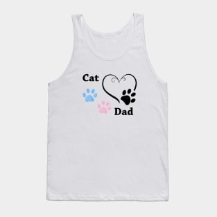 Cat Dad. Pink and blue paw print with hearts Tank Top